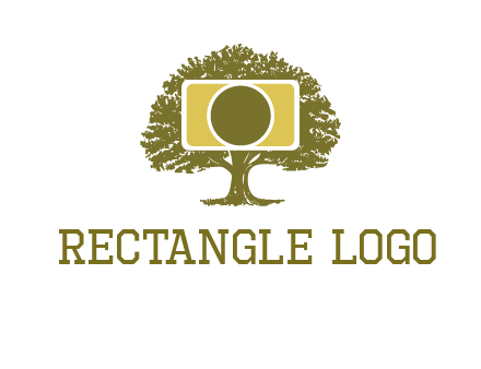 rectangle camera and tree photography logo