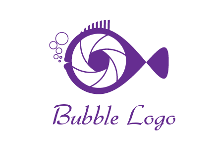 shutter in fish blowing bubbles photography logo