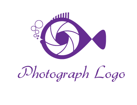 shutter in fish blowing bubbles photography logo