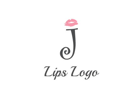 letter J with lips print logo