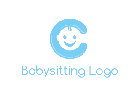 baby face inside letter C logo