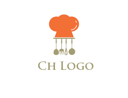 kitchen tools under chef cap logo