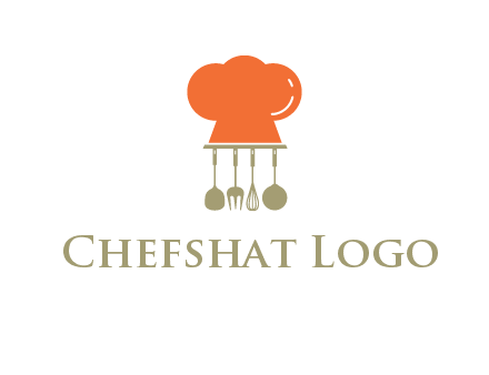 kitchen tools under chef cap logo