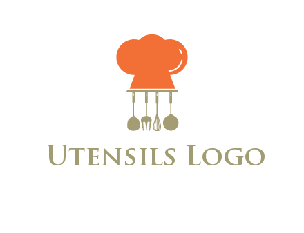 kitchen tools under chef cap logo