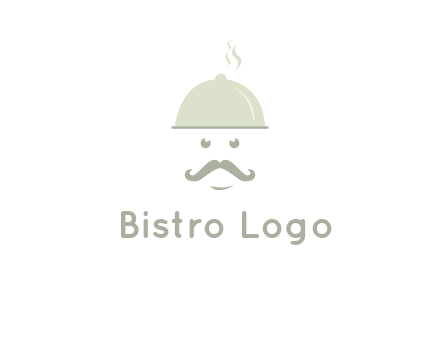 chef with dish and mustache logo