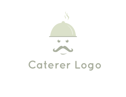 chef with dish and mustache logo