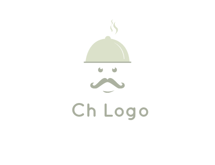 chef with dish and mustache logo