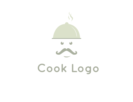 chef with dish and mustache logo