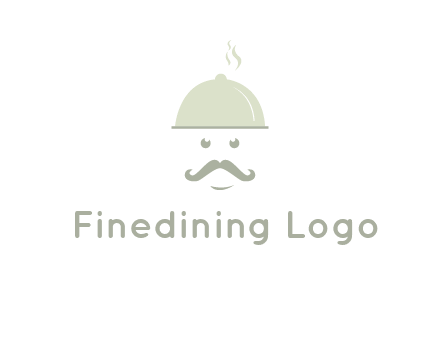 chef with dish and mustache logo