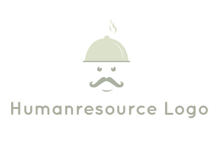 chef with dish and mustache logo