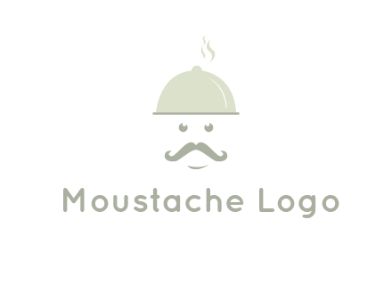 chef with dish and mustache logo