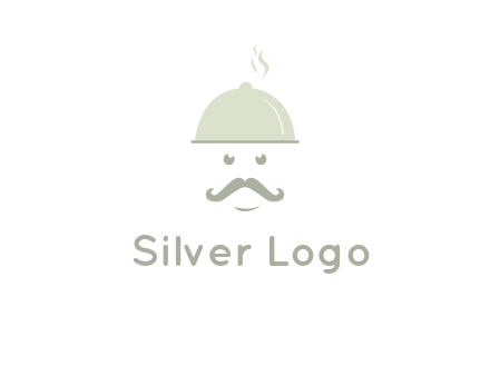 chef with dish and mustache logo