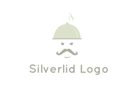 chef with dish and mustache logo