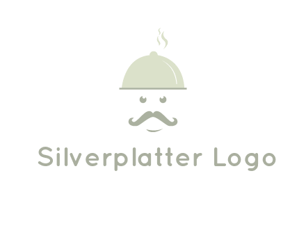 chef with dish and mustache logo