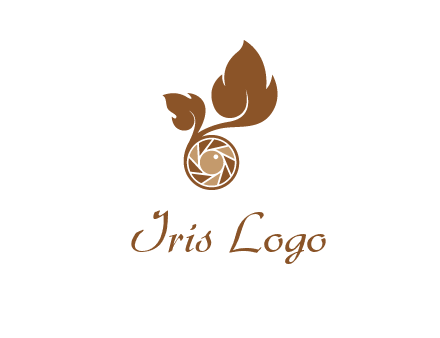 shutter in circle with iris and leaves photography logo