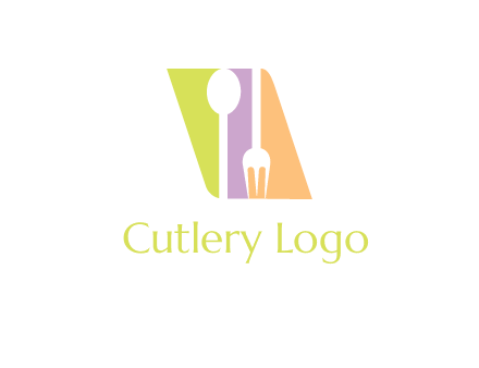 spoon and fork inside rhombus shape logo