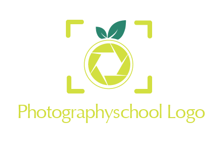 shutter in orange with leaves and viewfinder photography logo