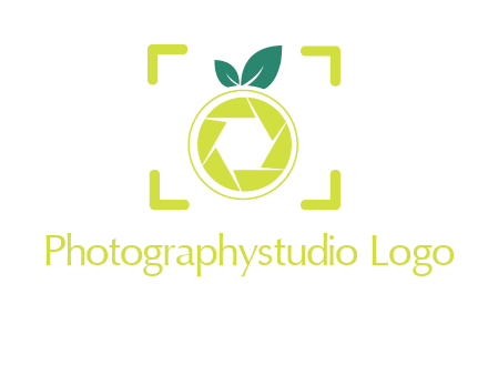 shutter in orange with leaves and viewfinder photography logo