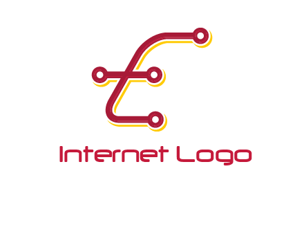 letter E made of tech wires logo