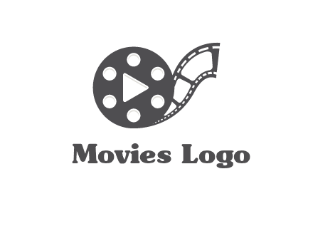 play button inside film reel logo