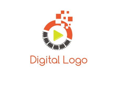 play button inside digital film reel logo