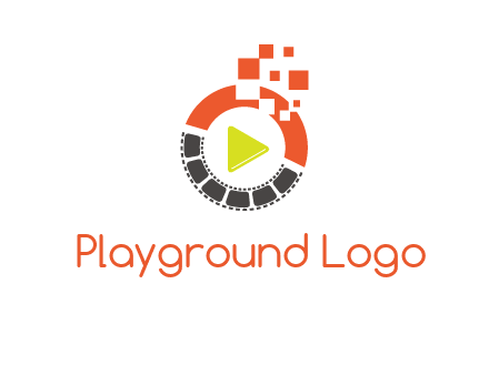 play button inside digital film reel logo