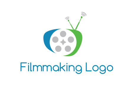 film reel incorporated with abstract television logo