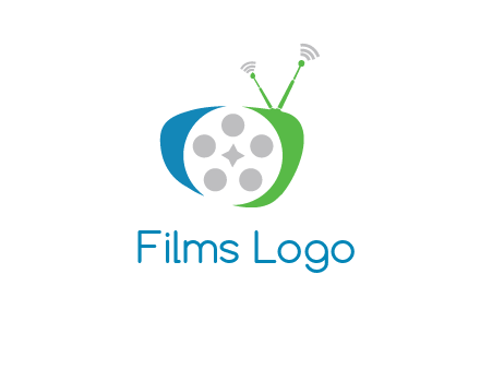 film reel incorporated with abstract television logo