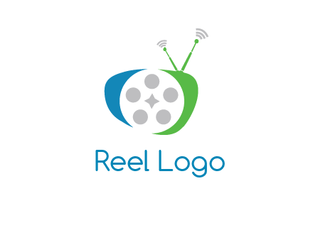 film reel incorporated with abstract television logo