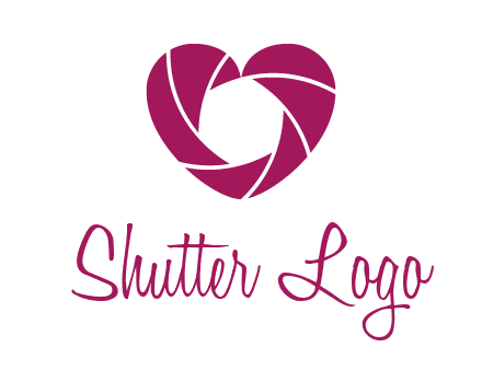 shutter in heart shape photography logo