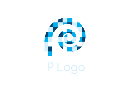 letter P made of swirl and pixels logo