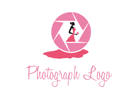 bride in long dress in shutter photography logo