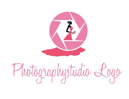 bride in long dress in shutter photography logo