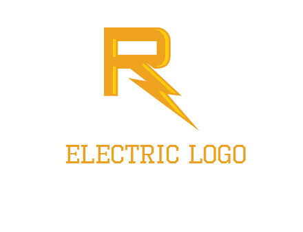 Letter R incorporate with thunder icon logo