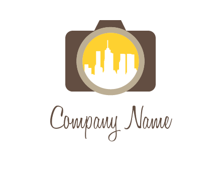 skyscrapers in camera lens photography logo