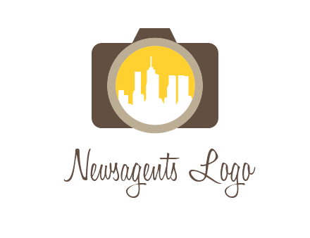 skyscrapers in camera lens photography logo