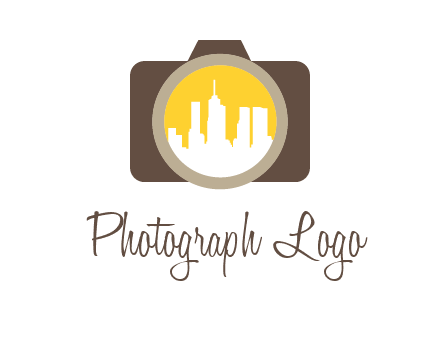 skyscrapers in camera lens photography logo