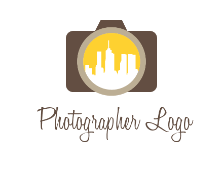 skyscrapers in camera lens photography logo