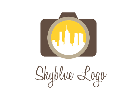 skyscrapers in camera lens photography logo