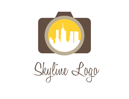 skyscrapers in camera lens photography logo