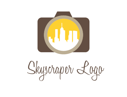 skyscrapers in camera lens photography logo