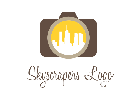 skyscrapers in camera lens photography logo