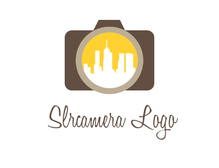 skyscrapers in camera lens photography logo