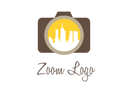 skyscrapers in camera lens photography logo