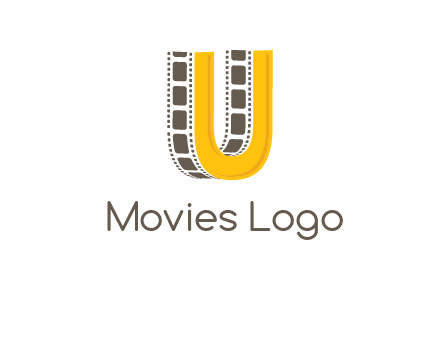 letter U incorporated with film reel logo