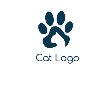 cat inside paw print logo