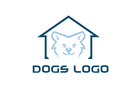 dog face inside house logo