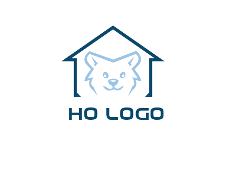 dog face inside house logo