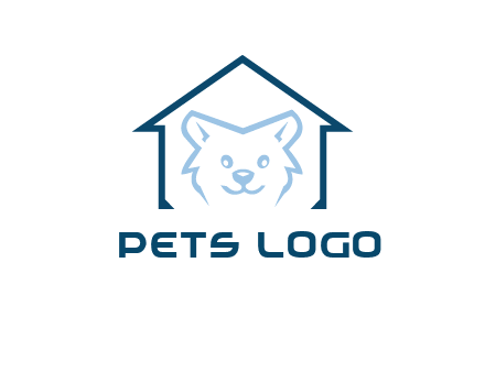 dog face inside house logo