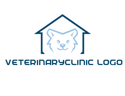 dog face inside house logo